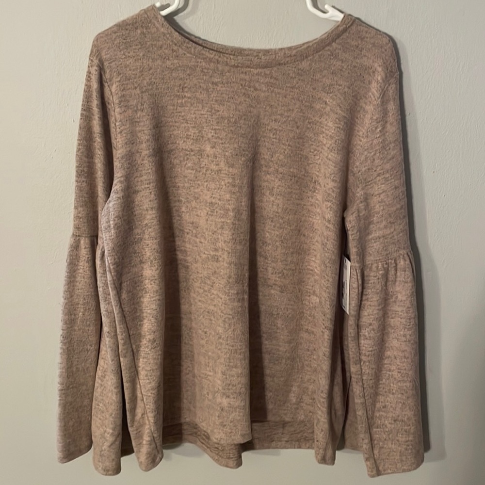 Blush pink and gray sweater with bell sleeves. Ana size xl